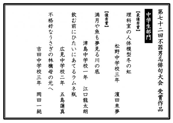 中学生部門表彰者