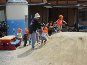 園庭では